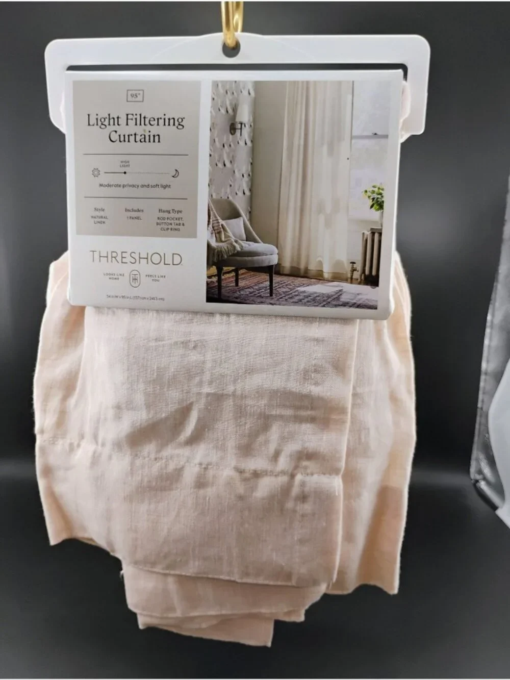Light Filtering Natural Linen Curtain Panel 95